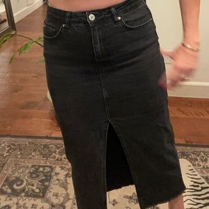 ASOS black denim skirt with front slit